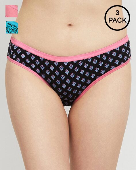 Inner Elastic Printed Mid Rise Bikini Panty (Pack of 3)