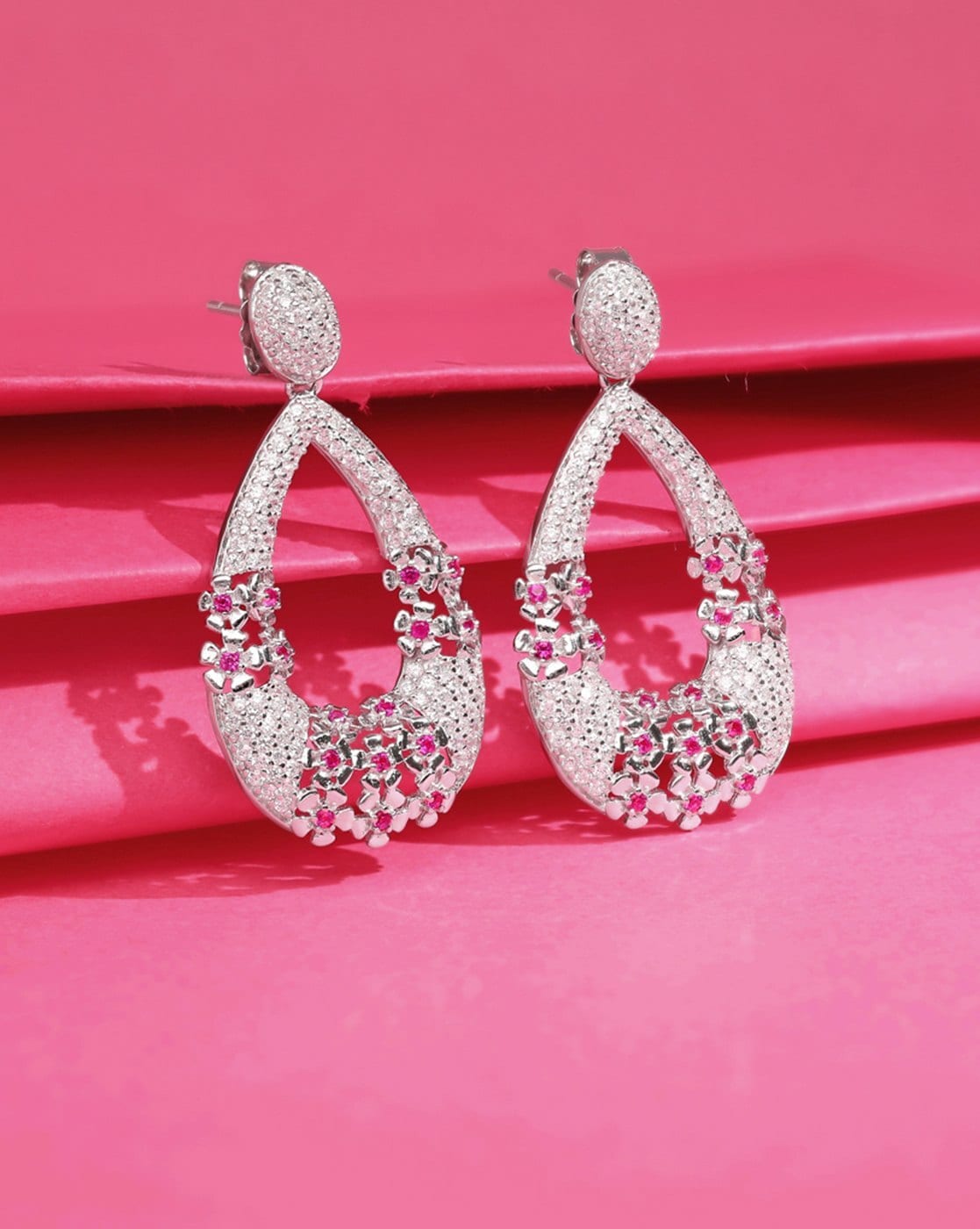 Casual Wear Big Floral American Diamond Earrings at Rs 1195/pair in Chennai