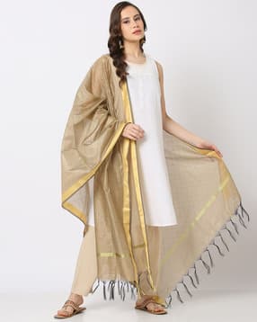 avaasa mix n' match Women Floral Woven Dupatta with Tassels-picture-27