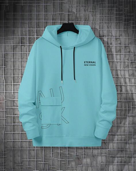 Men Typographic Print Regular Fit Hooded T-Shirt