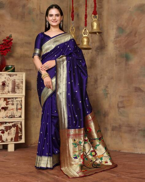 Blue Paithani Saree With Zari Woven Pallu 4530SR05