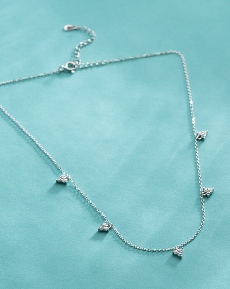 Buy Dainty Sterling Silver Necklace With A Swarovski Drop Bead, Silver  Collar, Choker Necklace, Layering Necklace, Silver Necklace, 306 Online in  India - Etsy