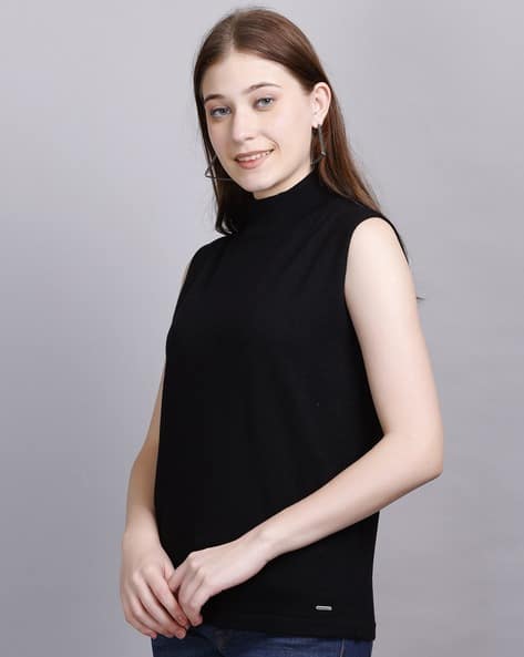 Women High-Neck Sleeveless Pullover