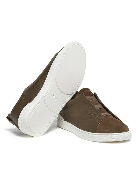 zegna round toe slip on sneakers