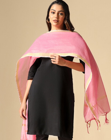 Women Dupatta with Contrast Border Price in India