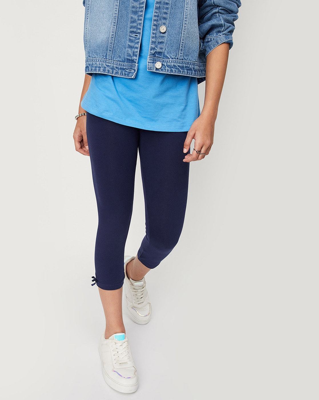 Washed Mid Waist Denim Blue Women Polyester Leggings, Casual Wear, Slim Fit  at Rs 140 in Bengaluru