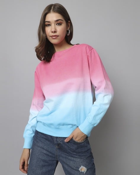 Crewneck Sweatshirt Women's Ombre Sweatshirt Pure Cotton