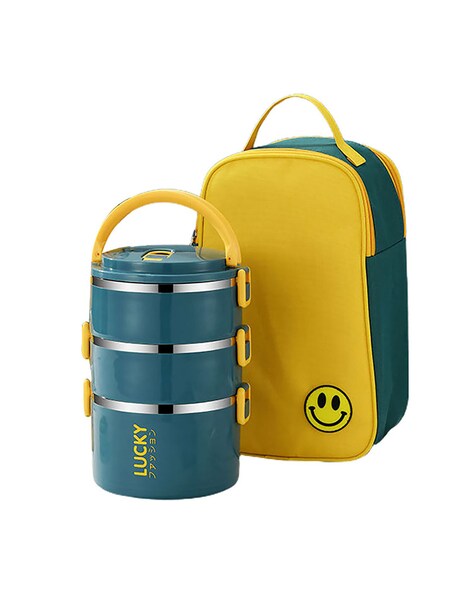 Kids Tiffin Lunch Box with Insulated Lunch Box Cover, Mint Green - Little  Surprise Box