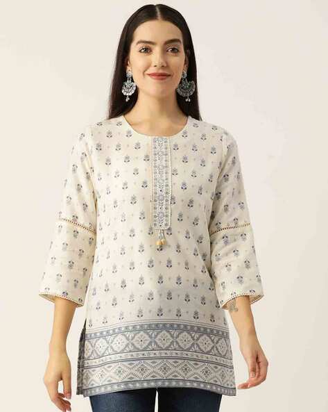 Off White Color Designer Georgette Kurti at best price in Surat