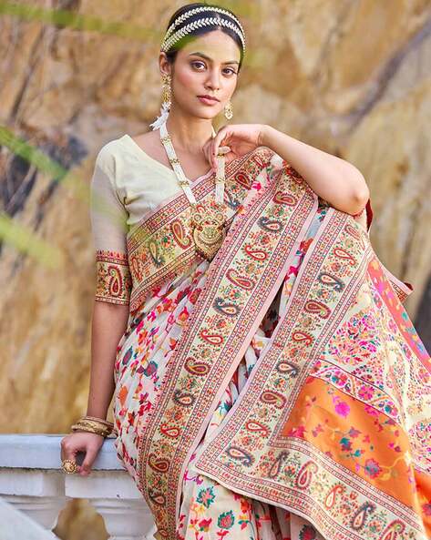 Off white on sale cotton silk saree