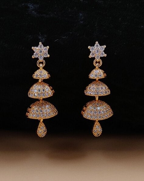 Elegant CZ Jhumka Earrings set Different White Stone Fixing For Women -  Clickere