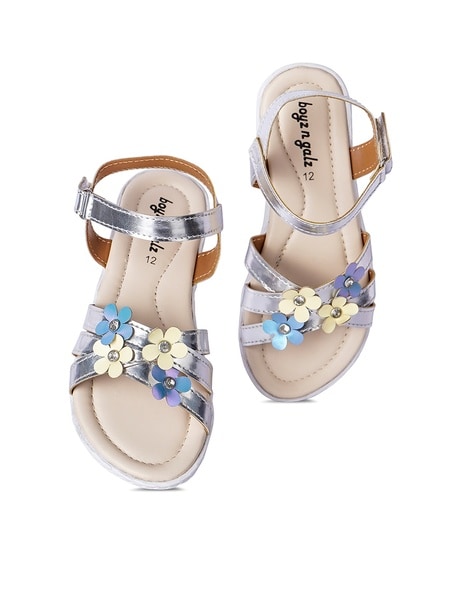 Girls Ankle Strap Flat Sandals with Velcro Fastening