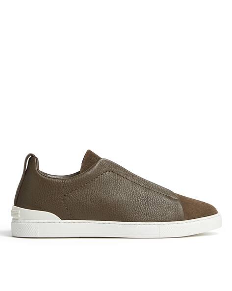 zegna round toe slip on sneakers