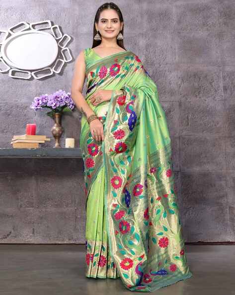 Buy Navy Blue Sarees for Women by Varkala Silk Saree Online | Ajio.com