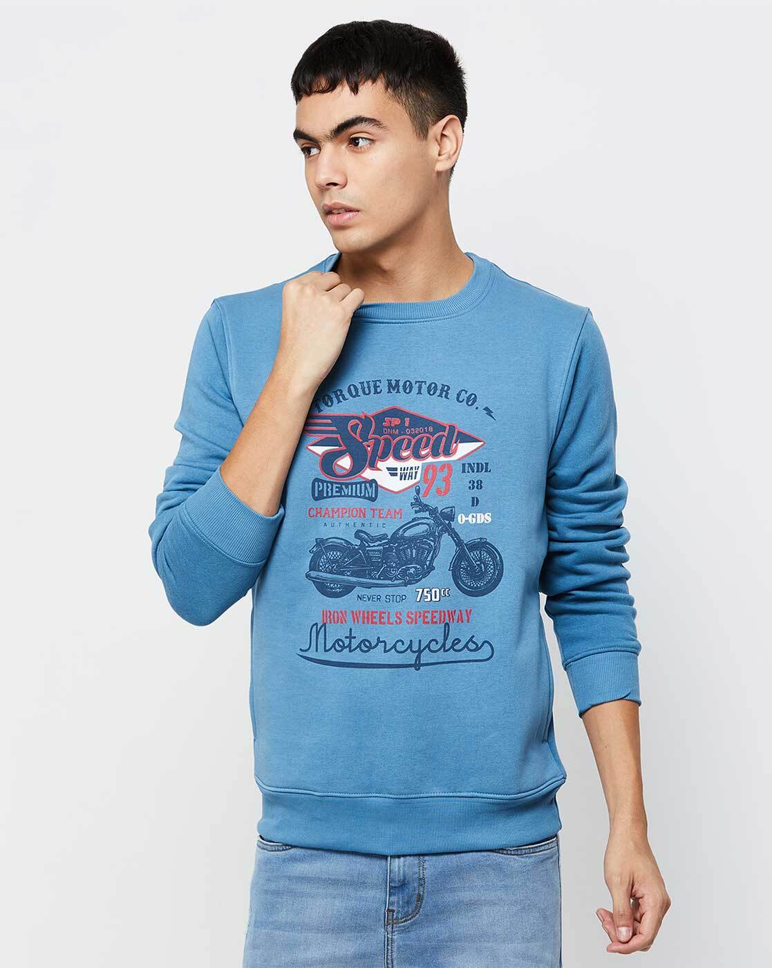 Buy Blue Sweatshirt & Hoodies for Men by max Online