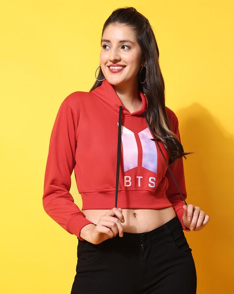 Graphic crop top hoodie best sale