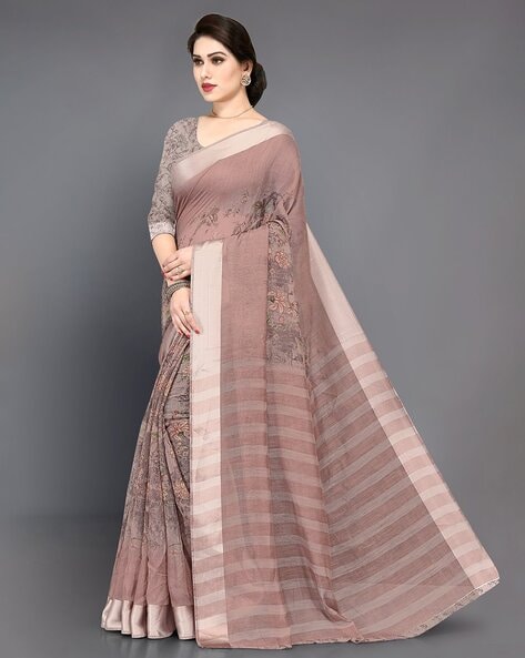 Flamingo Event Wear Light Brown Organza Designer Saree With Lovely Blouse –  Kaleendi