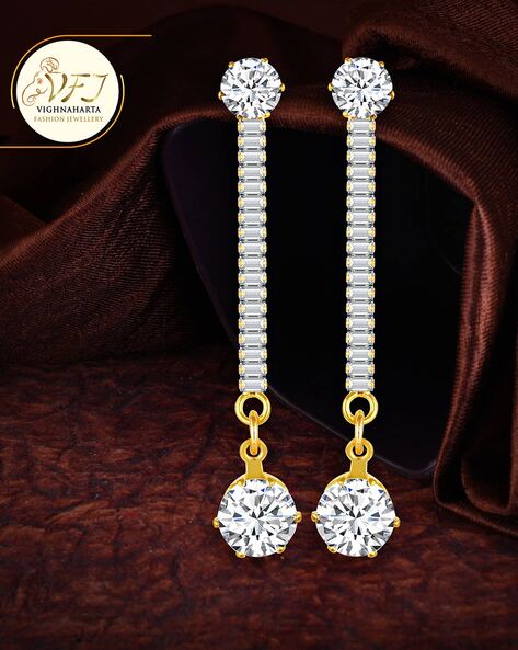 American Diamond Long Earrings with Pearl – Jewels By Ayesha