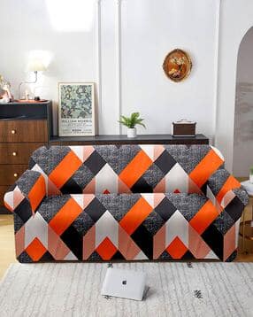 Geometric Print Stretchable Two-Seater Sofa Cover-image-31