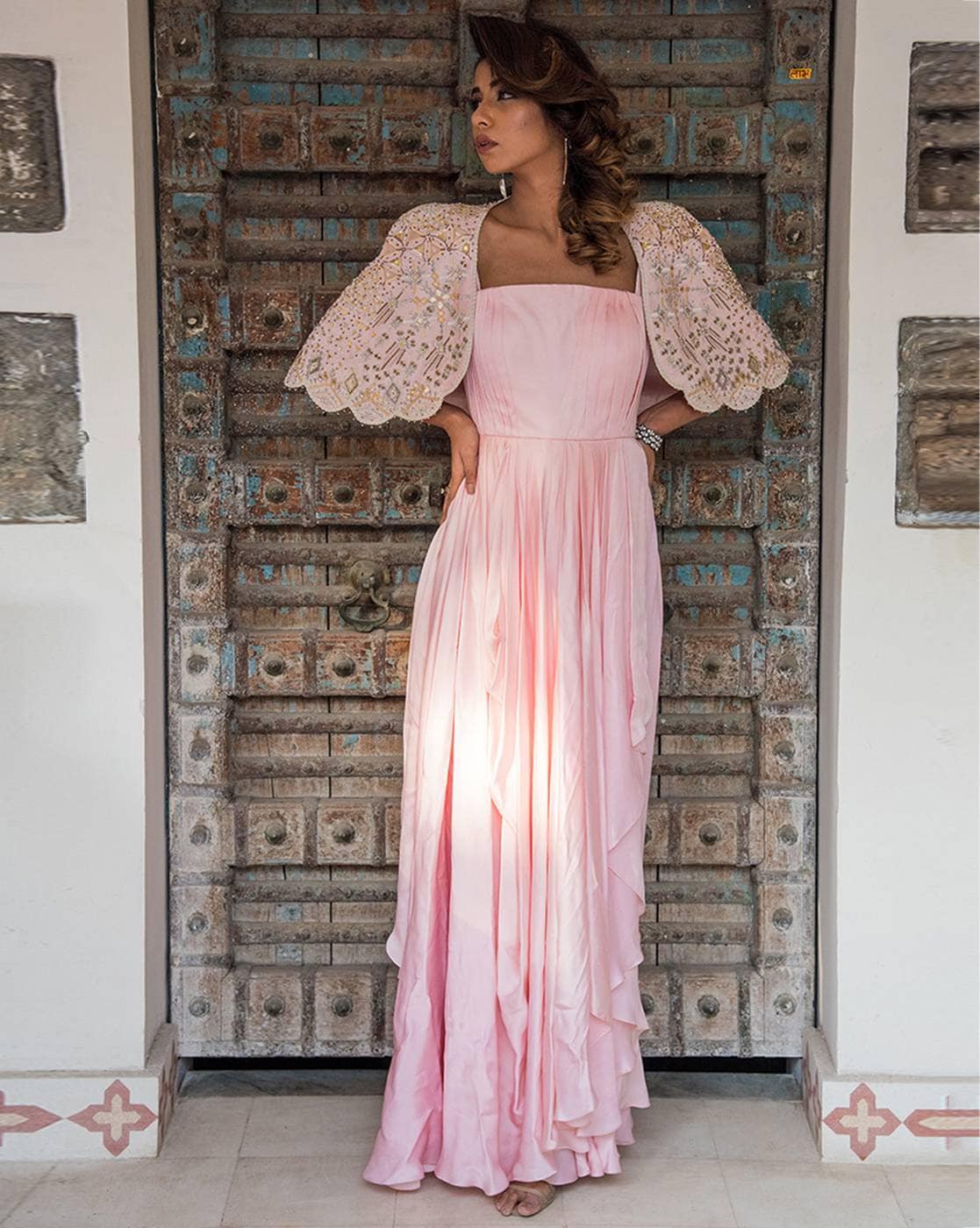 A Line V Neck Pink Long Prom Dress with Leg Slit, Pink Long Formal Gra –  jbydress