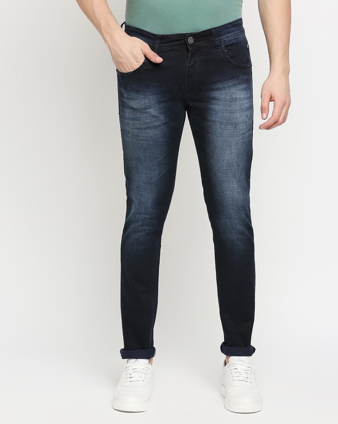 Men Lightly Washed Slim Fit Jeans