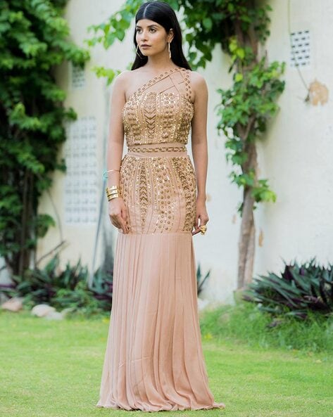 Sequin Mirror Rhinestone Embellished Sheer Corset Evening Dress – Bougie  Glitter