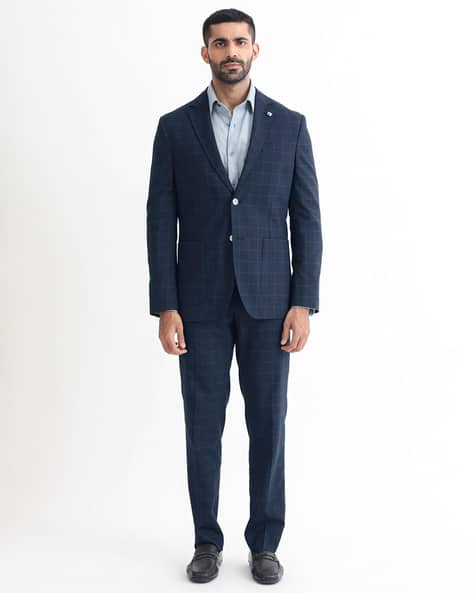 Rare Rabbit Men Slim Fit Checked Suit Set