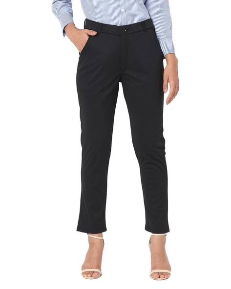 Buy Smarty Pants Women's Cotton Lycra Ankle Length Black Formal