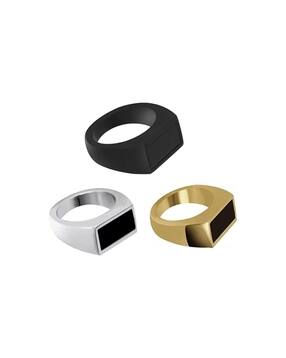 yellow chimes Set of 3 Men Band Ring-picture-32