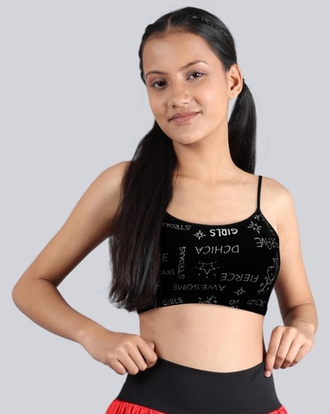 Pack Of 4 Typographic Printed Regular Fit Non Padded Sports Bra