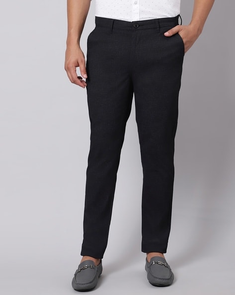 Buy Arrow Sports Low Rise Flat Front Black Trouser online