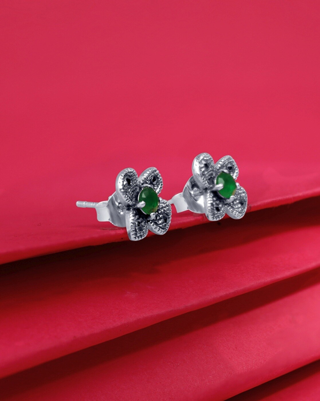 3A Cz Four-Leaf Clover Sterling Silver Ear Stud - DAEZ0018. Free Shipping,  Easy 30 Days Returns and Exchange, 6 Month Plating Warranty.