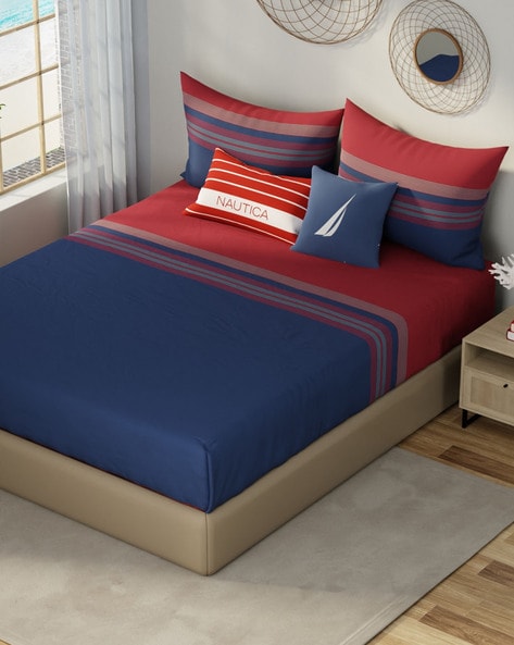 Buy Red & Navy blue Bedsheets for Home & Kitchen by NAUTICA Online