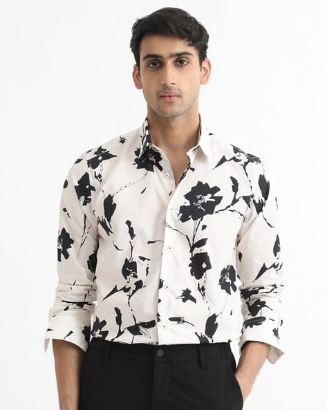 Rare Rabbit Men Printed Slim Fit Shirt