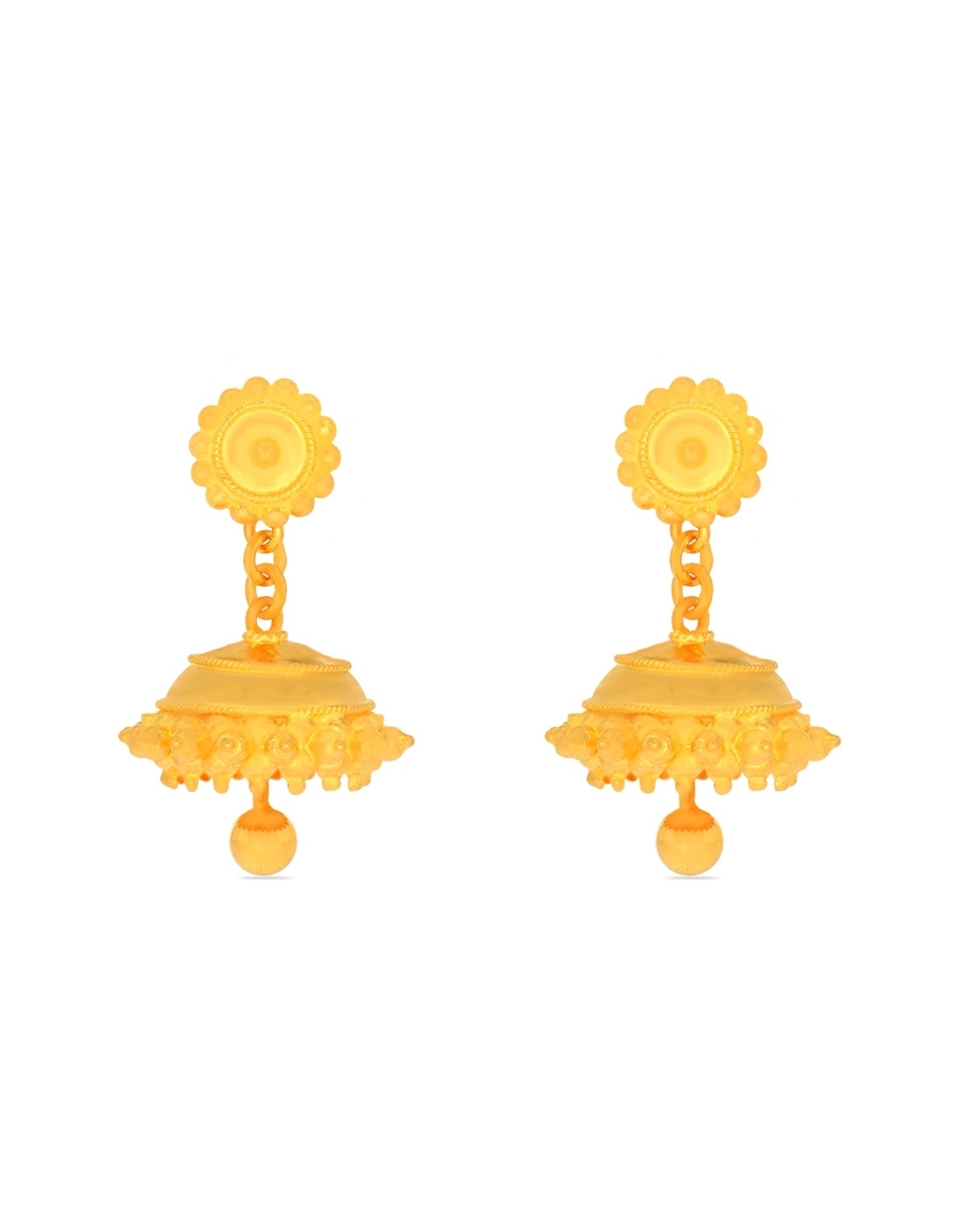 Floral Motif Gold Jhumka Earrings