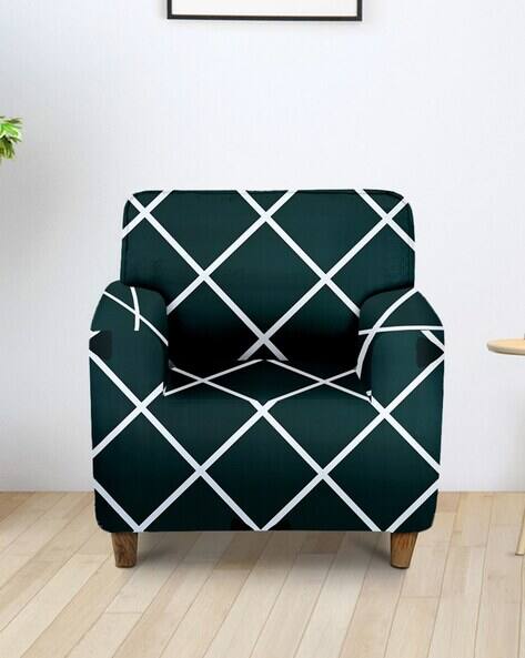 Cortina Eyelet Curtain Geometric Print Stretchable One-Seater Sofa Cover