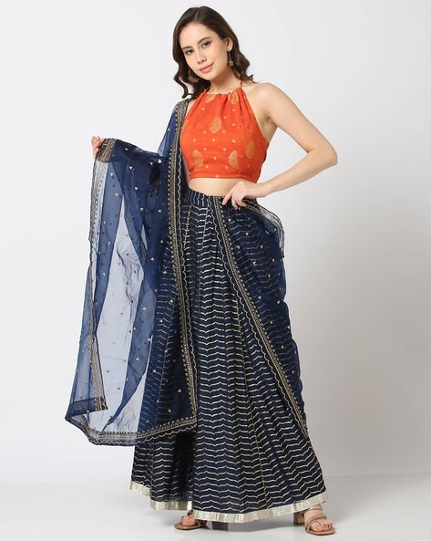 Smokey Grey-Blue Lehenga Set. – Shyam Narayan Prasad