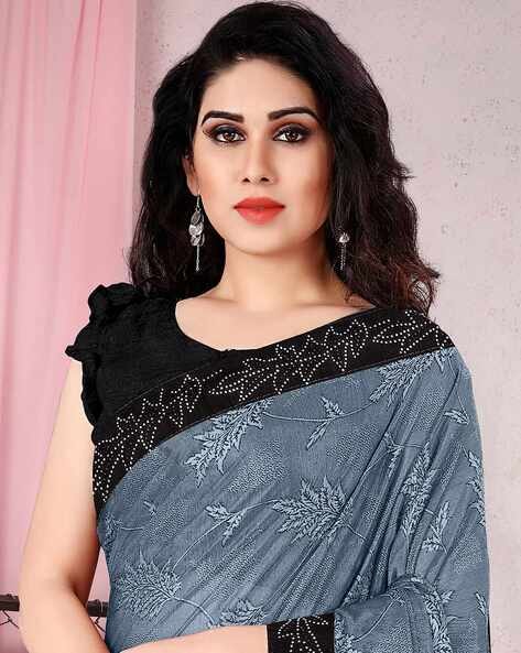 Hasti Grey Litchi Silk Saree – Zariknyaa