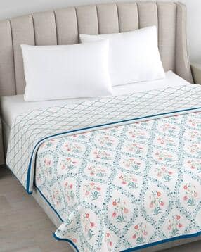 300 GSM Floral Print Cotton Cambric Reversible Double-Size Dohar