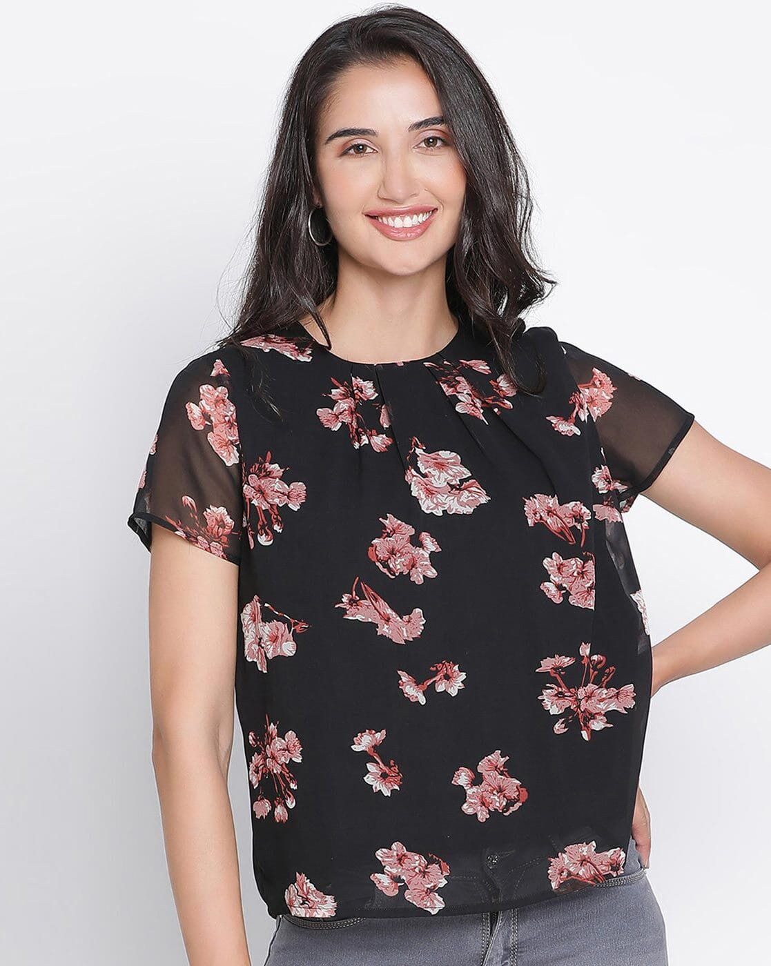 Draax Fashions Women Floral Print Slim Fit Top  (Multi)