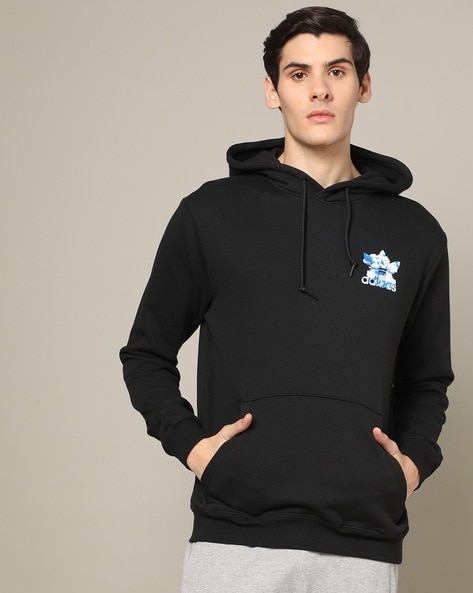 Brand Print Hoodie with Kangaroo Pocket