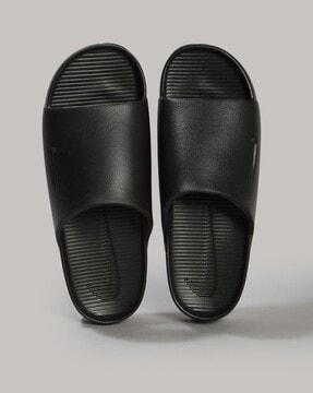 Plain black store nike slides