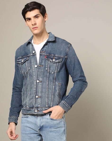 Buy Levi's Grey Cotton Regular Fit Denim Jacket for Mens Online @ Tata CLiQ