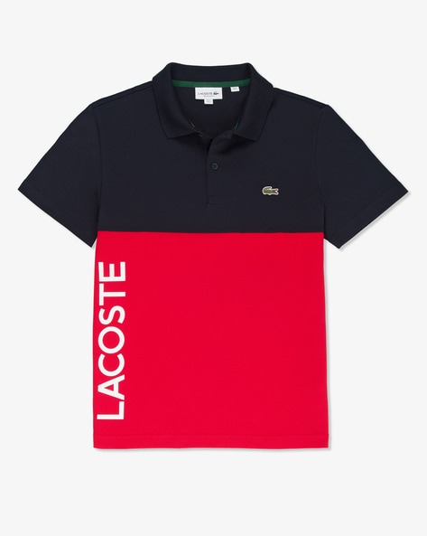 Colourblock Polo T-Shirt with Brand Print
