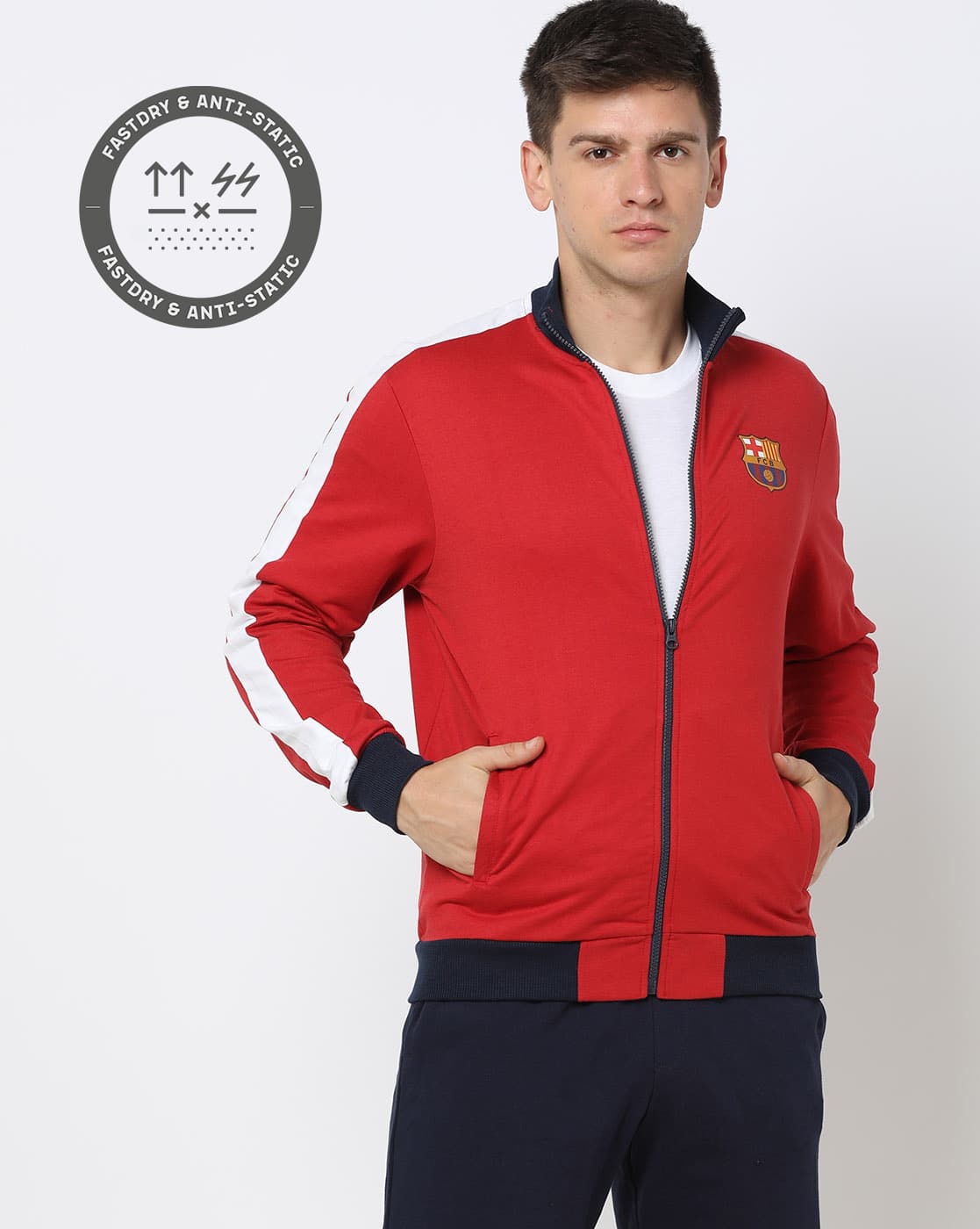 Men Barcelona Printed Regular Fit Track Jacket