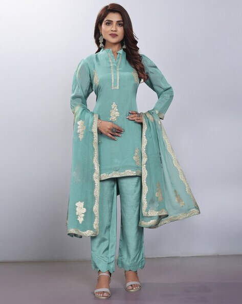 Shop Green Luxury Bridal Silk Salwar Suit Online for Wedding UK USA – Sunasa