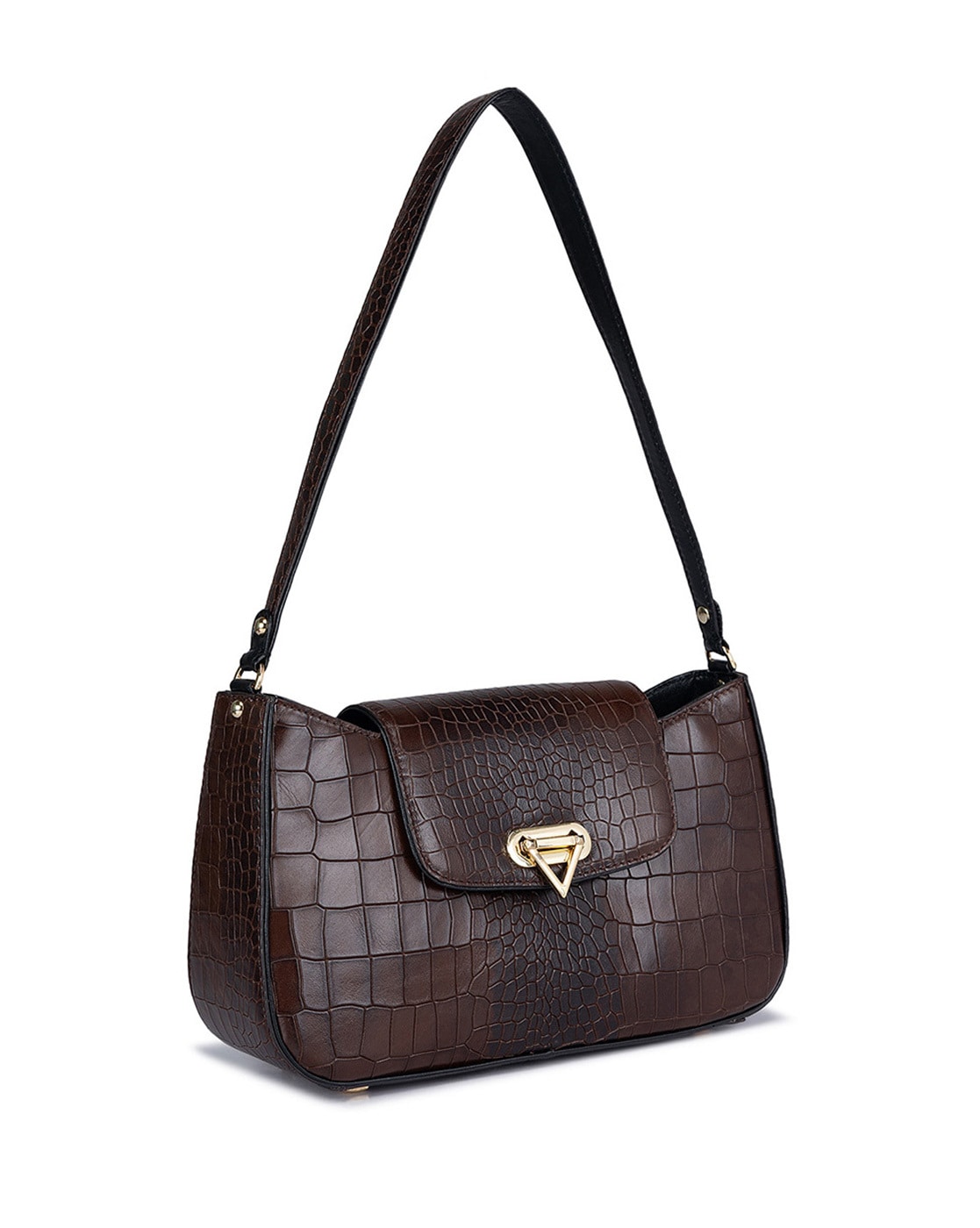 Bonini Womens brown croc embossed leaher purchases handbag