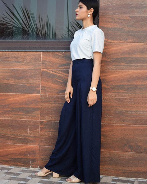 Kick It Navy Blue High-Waisted Trouser Pants | High waisted trouser pants, Blue  pants outfit, Navy blue pants outfit