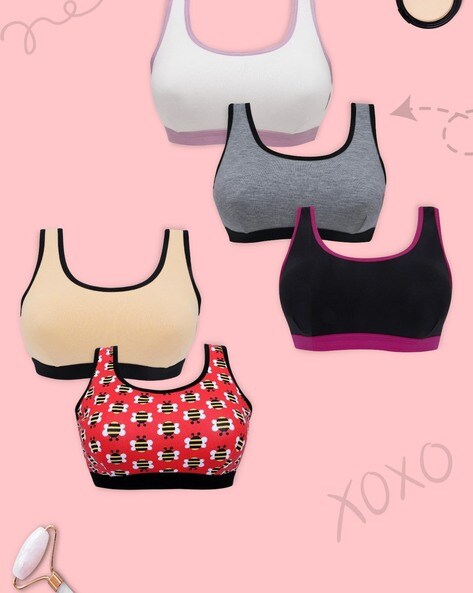 Buy Dchica Set of 5- 1 Rainbow Print & 4 Basic Colors Beginner Bras For  Girls Online at Best Prices in India - JioMart.