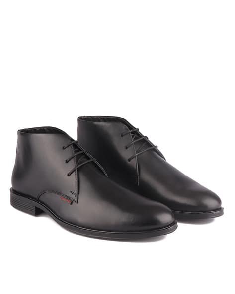 Genuine Leather Lace-Up Boots